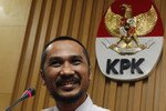 The chief of Indonesia's Corruption Eradication Commission (Komisi Pemberantasan Korupsi /KPK), Abraham Samad, speaks at a January news conference about corruption cases in Indonesia. Young people are increasingly using social media to call for good governance and an end to graft and fraud. [Supri/Reuters].